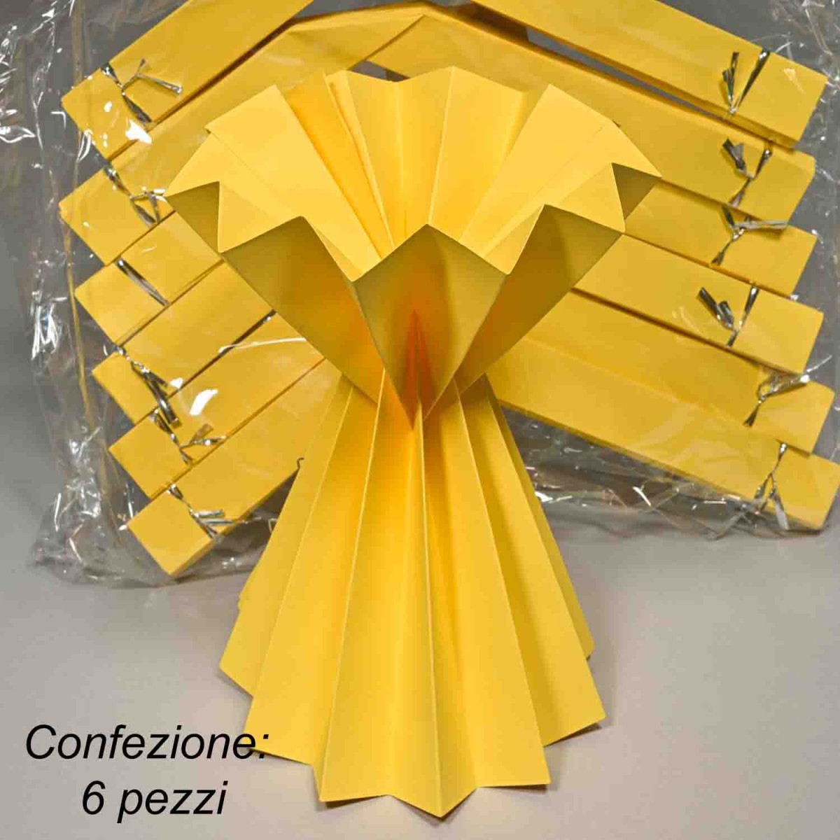 Coni bouquet in carta plissè 6 PZ - 20x27 Cm / Giallo