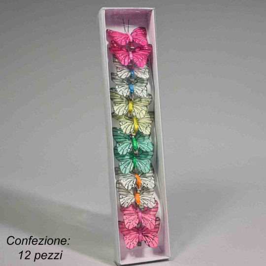 Farfalle su clip 12 PZ - 5 Cm / Mix Color