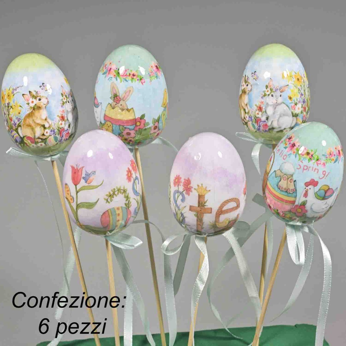 Uova in pick 6 PZ - 28 Cm / Colori e fantasie mix
