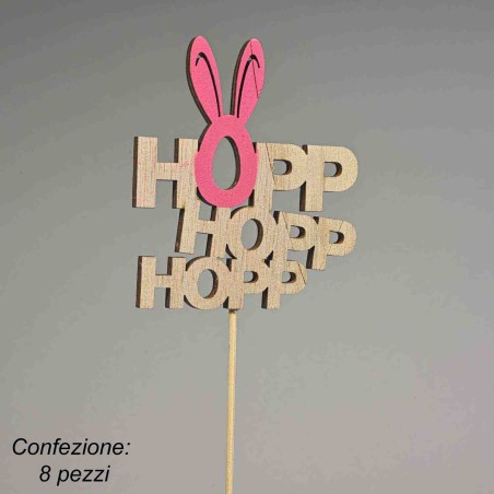 Pick in legno coniglio "Hopp" 8 PZ - 29,5 Cm / Rosa