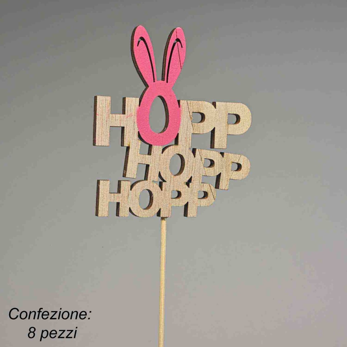 Pick in legno coniglio "Hopp" 8 PZ - 29,5 Cm / Rosa