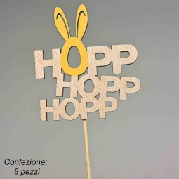 Pick in legno coniglio "Hopp" 8 PZ - 29,5 Cm / Giallo