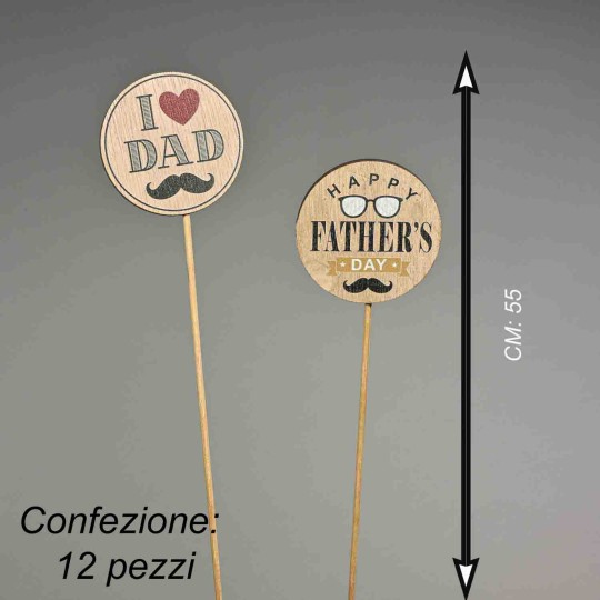 Pick "Festa del Papà" 12 PZ - 55 Cm / Naturale