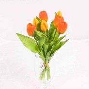 Tulipani "Real touch" in mazzo - Arancione/giallo