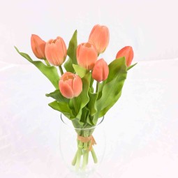 Tulipani "Real touch" in mazzo - Pesca