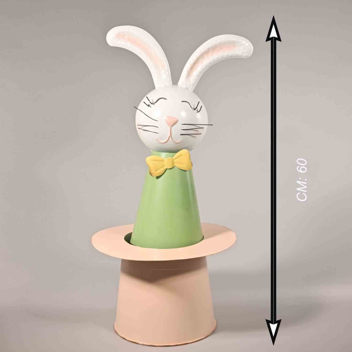 Coniglietto in metallo con cilindro - 60 Cm