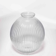 Vaso in vetro a righe - D 12x14 Cm / Trasparente