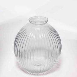 Vaso in vetro a righe - D 12x14 Cm / Trasparente
