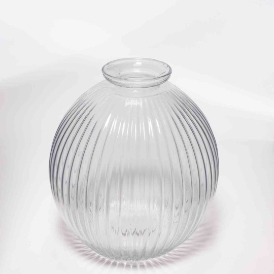 Vaso in vetro a righe - D 12x14 Cm / Trasparente