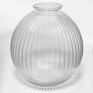 Vaso in vetro a righe - D 16x17 Cm / Trasparente