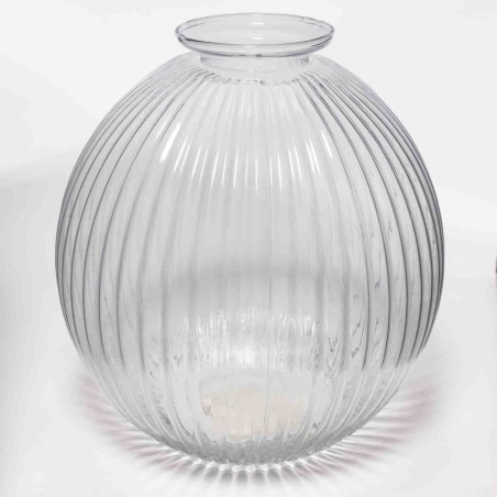 Vaso in vetro a righe - D 16x17 Cm / Trasparente
