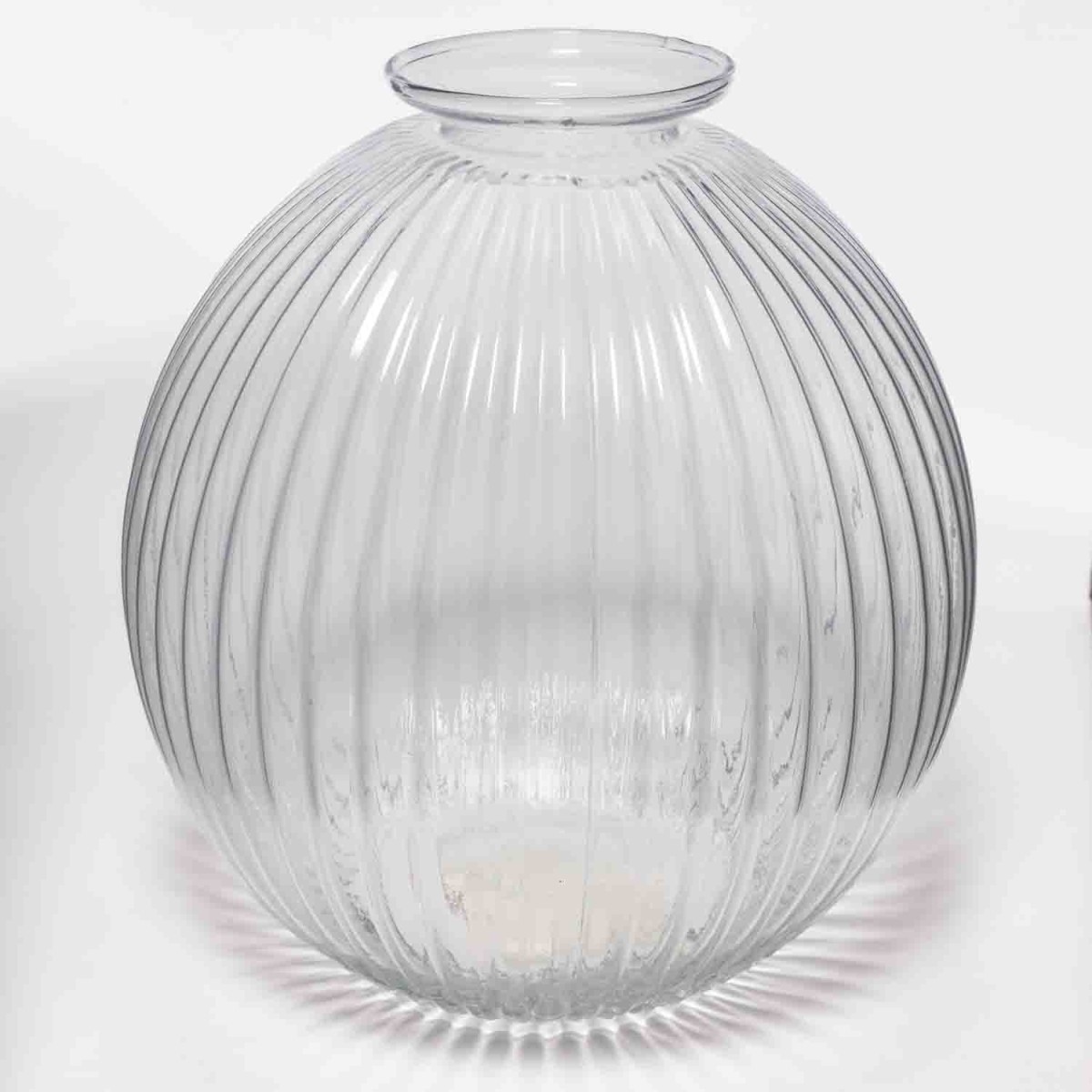 Vaso in vetro a righe - D 16x17 Cm / Trasparente