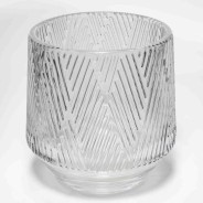 Vaso in vetro con righe decorative - D 9,7x9,5 Cm / Trasparente