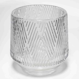 Vaso in vetro con righe decorative - D 9,7x9,5 Cm / Trasparente