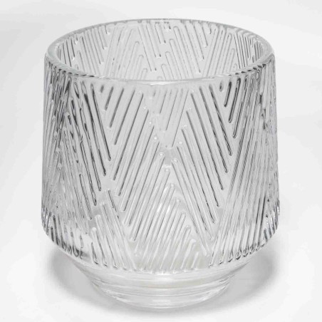 Vaso in vetro con righe decorative - D 9,7x9,5 Cm / Trasparente