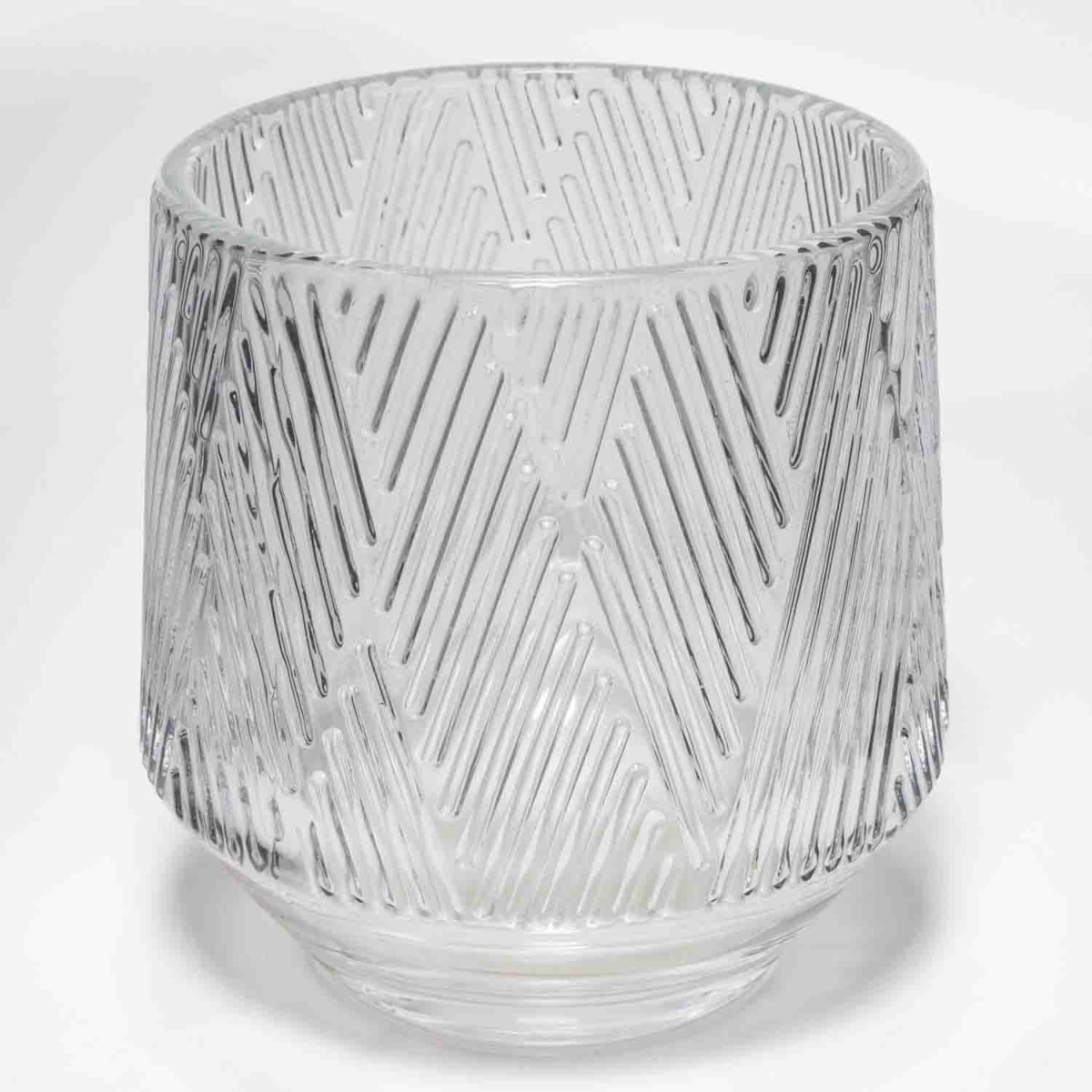 Vaso in vetro con righe decorative - D 9,7x9,5 Cm / Trasparente