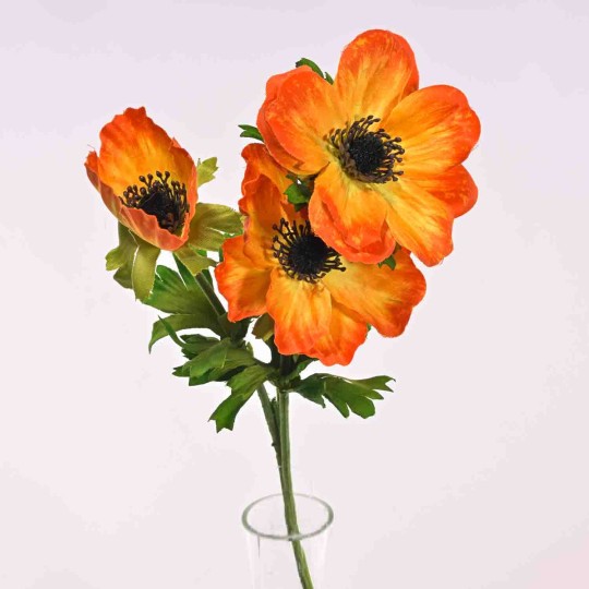 Anemone in ramo - 55 Cm / Arancione