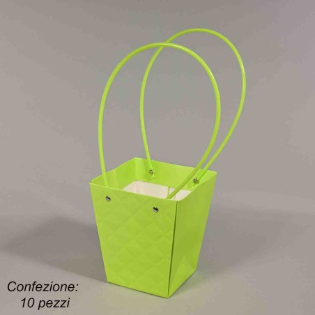 Borsine carta 10 PZ - 13x9,5x15 Cm / Verde mela