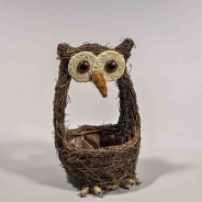 Cesto a forma di gufo - 15x15x25 Cm / Marrone