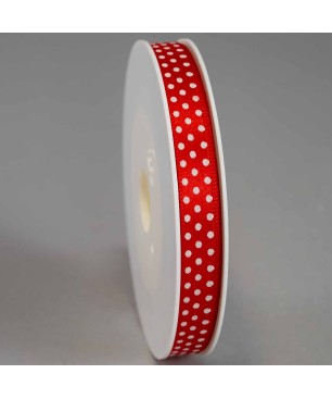 Nastro colorato “Lucido” con pois bianchi 10 MM –Rosso