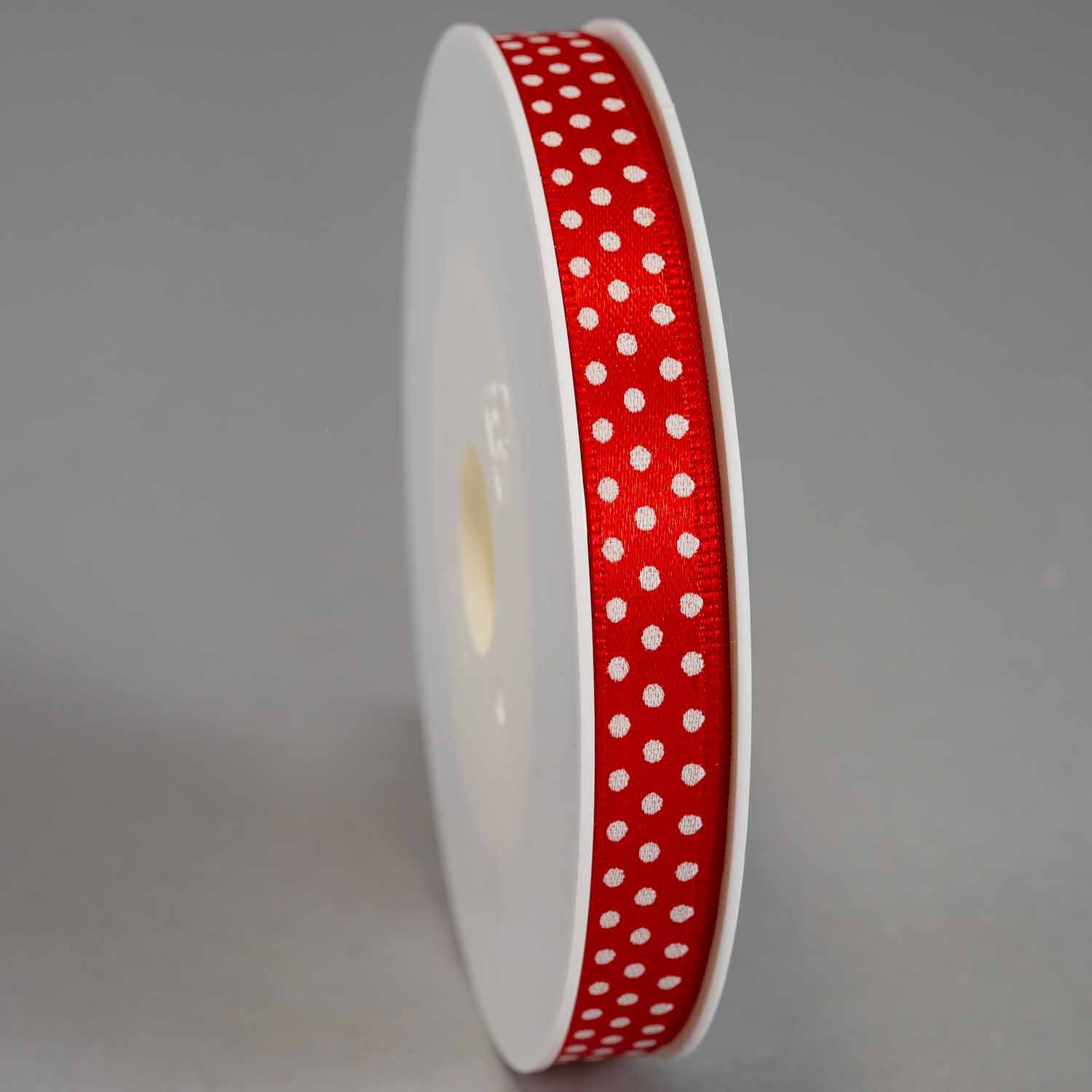 Nastro colorato “Lucido” con pois bianchi 10 MM –Rosso