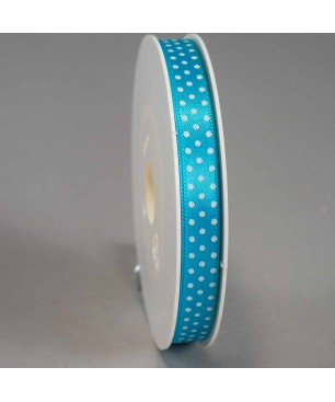 Nastro colorato “Lucido” con pois bianchi 10 MM –Azzurro