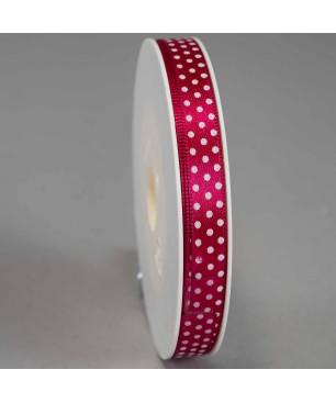 Nastro colorato “Lucido” con pois bianchi 10 MM –Fuxia