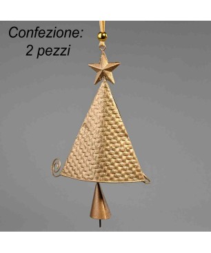 Abete Stilizzato in Metallo - Decorazione da Appendere, Confezione da 2 Pezzi