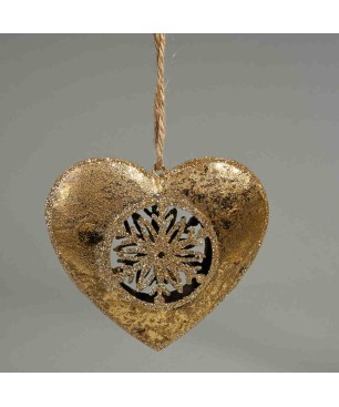 Decorazione da Appendere Stella/Cuore in Metallo Glitterata e Verniciata Oro