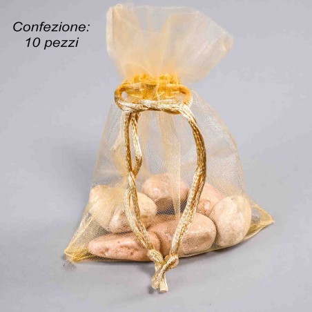 Bustina in Organza 9x12 cm - Confezione da 10 Pz - vari colori- Oro