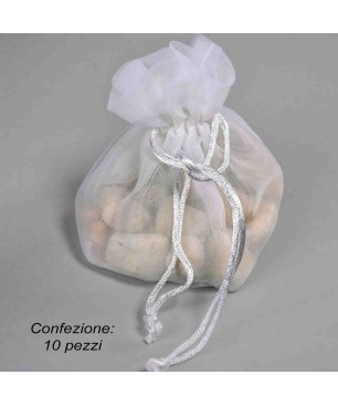 sacchetti in organza 9 CM X 12 CM disponibili in molteplici colorazioni - bianco