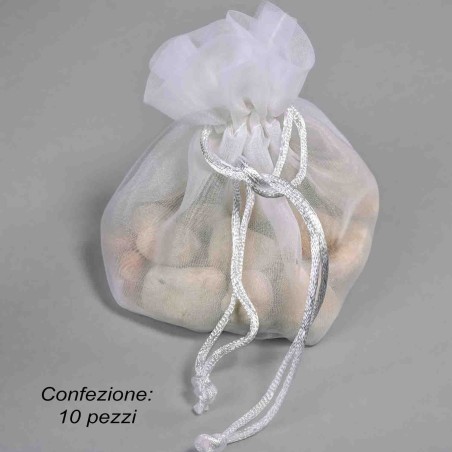 sacchetti in organza 9 CM X 12 CM disponibili in molteplici colorazioni - bianco