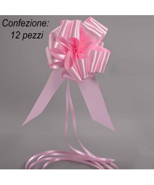 Fiocchi a Tiro in Satin 38 mm - Confezione da 12 Pz - Disponibili in Vari Colori Rosa