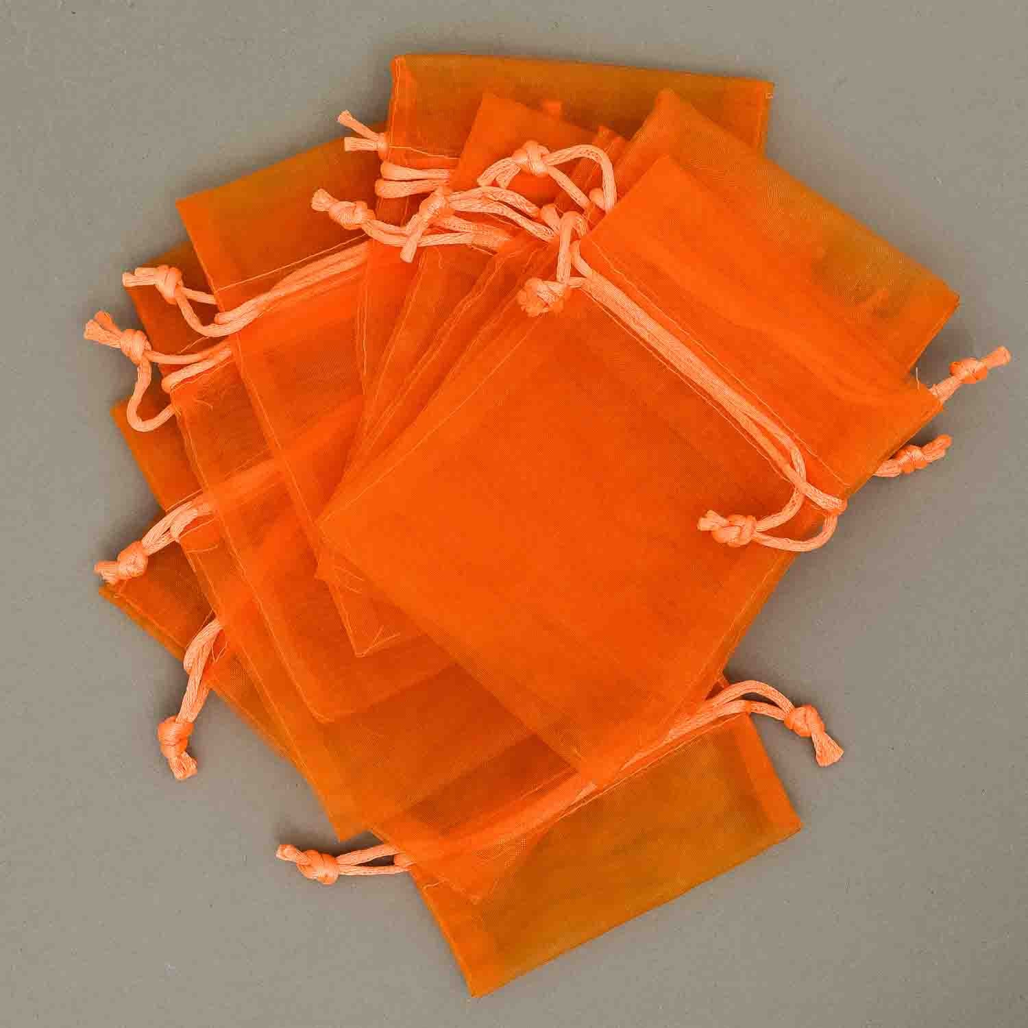 Sacchetti in Organza 10 Pezzi - 9x12 Cm / Arancione