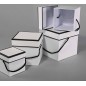 Scatole quadrate con cordino  4 Pezzi - 15,5x15,5x16 / 13,5x13,5x14 / 11,5x11,5x12 / 9,5x9,5x10 Cm - Bianco