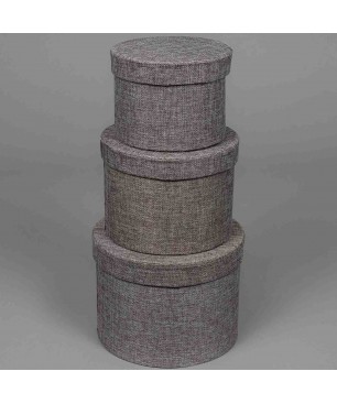 Scatole "Country" in tessuto "Lino" Set 3 Pezzi - 18x14 / 15x12 / 13x10 Cm - Grigio