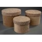 Scatole tonde in velluto e tessuto Set 3 Pezzi 18x14 - 15x12 - 13x10 Cm - Nocciola