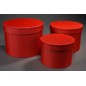 Scatole "Country" in tessuto "Lino" Set 3 Pezzi - 18x14 / 15x12 / 13x10 Cm - Rosso