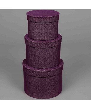 Scatole "Country" in tessuto "Lino" Set 3 Pezzi - 18x14 / 15x12 / 13x10 Cm - Viola