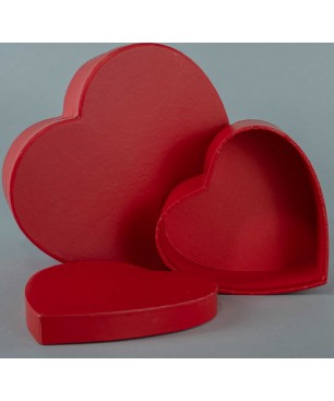 Scatole a cuore - Set 2 Pezzi - 14x12x6,5 - 20x17x9,5 Cm / Rosso