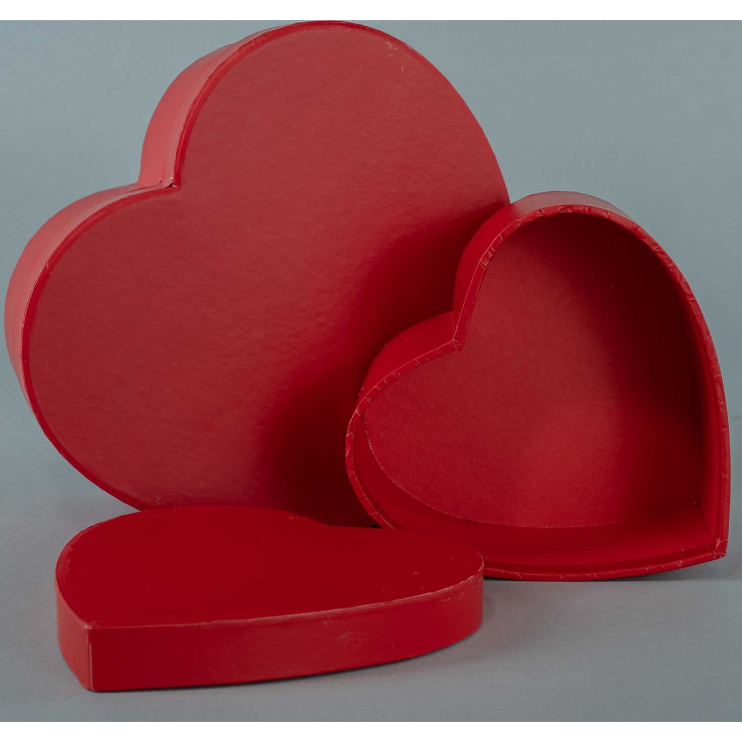 Scatole a cuore - Set 2 Pezzi - 14x12x6,5 - 20x17x9,5 Cm / Rosso