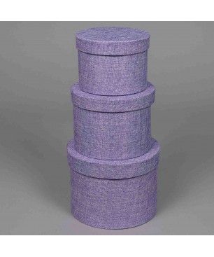 Scatole "Country" in tessuto "Lino" Set 3 Pezzi - 18x14 / 15x12 / 13x10 Cm - Lavanda