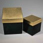 Scatole in velluto con coperchio oro - Set 2 Pezzi - 20x20x22 / 15x15x16 Cm - Nero 