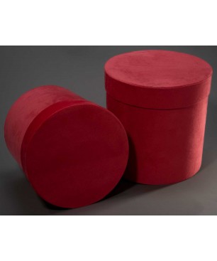 Cappelliere tonde in velluto / Set 2 Pezzi 15x18 - 18x20,5 Cm - Rosso