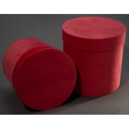 Cappelliere tonde in velluto / Set 2 Pezzi 15x18 - 18x20,5 Cm - Rosso