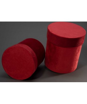 Scatole tonde in velluto Set 2 Pezzi - 15x18 / 18x20,5 Cm - Rosso