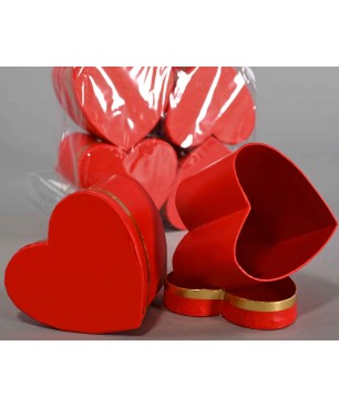 Scatoline in cartoncino a forma di cuore Set 6 Pezzi - 9x8,5x8 Cm - Rosso