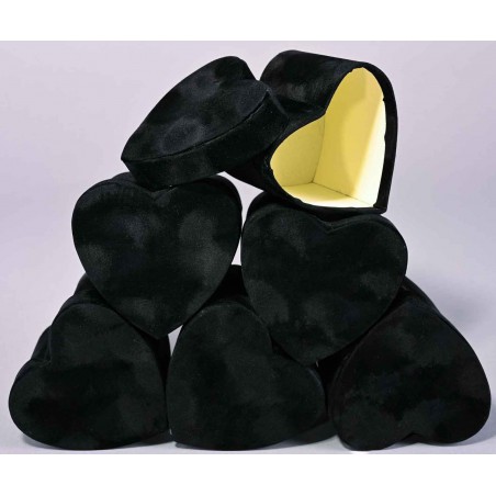 Scatoline a cuore in velluto Set 6 pezzi - 9x9x 8 cm - Nero