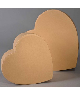 Scatole a cuore - Set 2 Pezzi - 14x12x6,5 - 20x17x9,5 Cm / Avana 