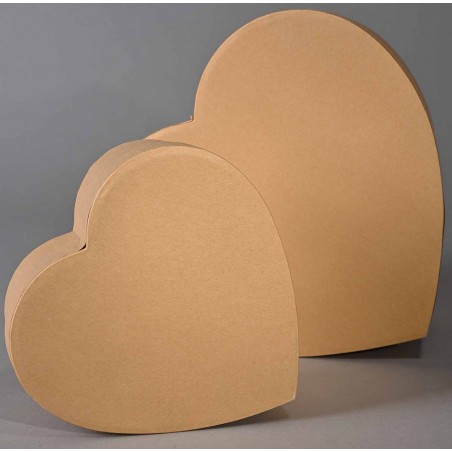 Scatole a cuore - Set 2 Pezzi - 14x12x6,5 - 20x17x9,5 Cm / Avana 